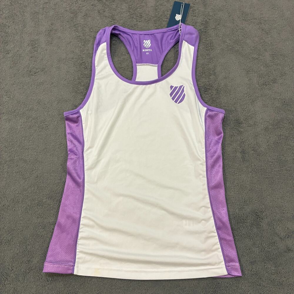 K-Swiss White Purple Racerback Tank Top Athletic Tennis Workout Top Women's XS